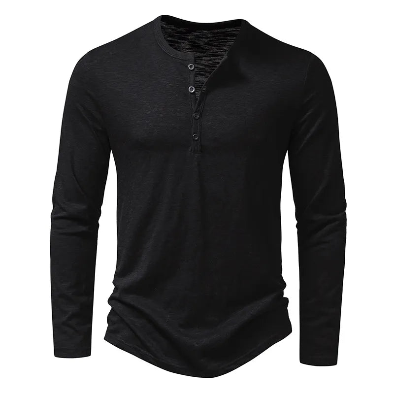 Paige | Slim Fit Cotton Henley Shirt
