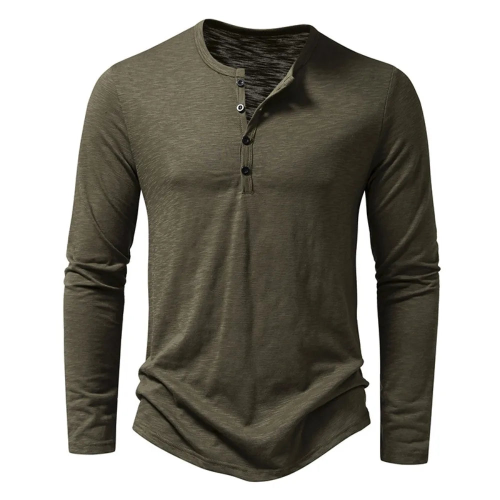 Paige | Slim Fit Cotton Henley Shirt