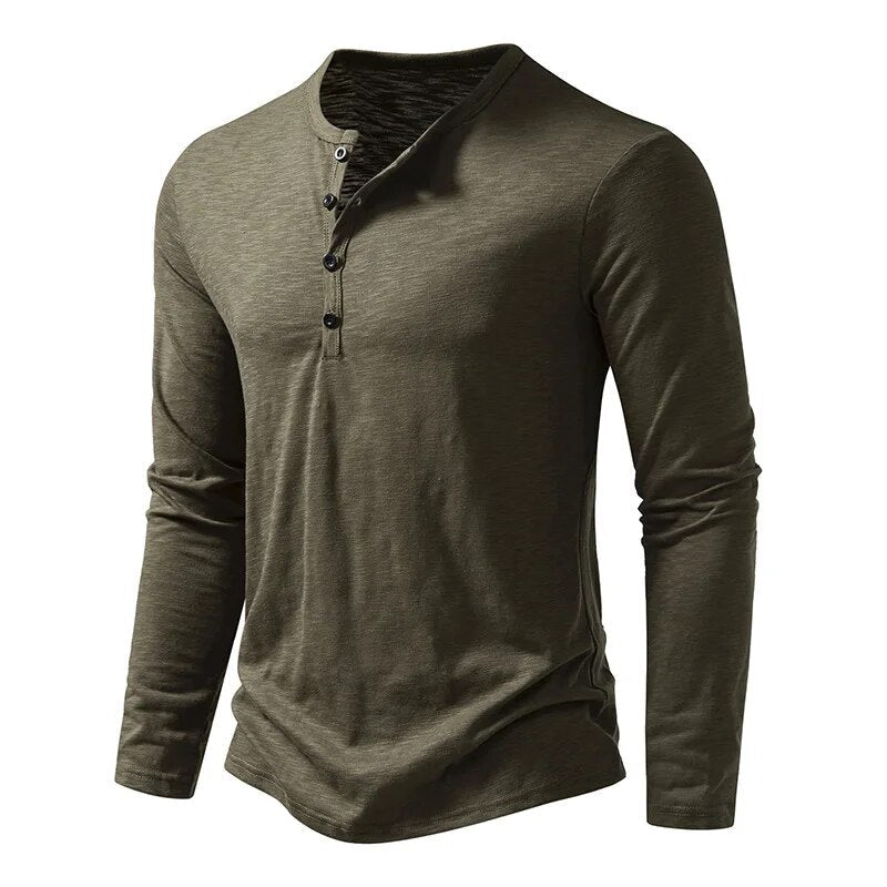 Paige | Slim Fit Cotton Henley Shirt