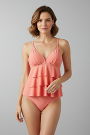 Pandora | V-Neck Tiered Ruffle Tankini Set