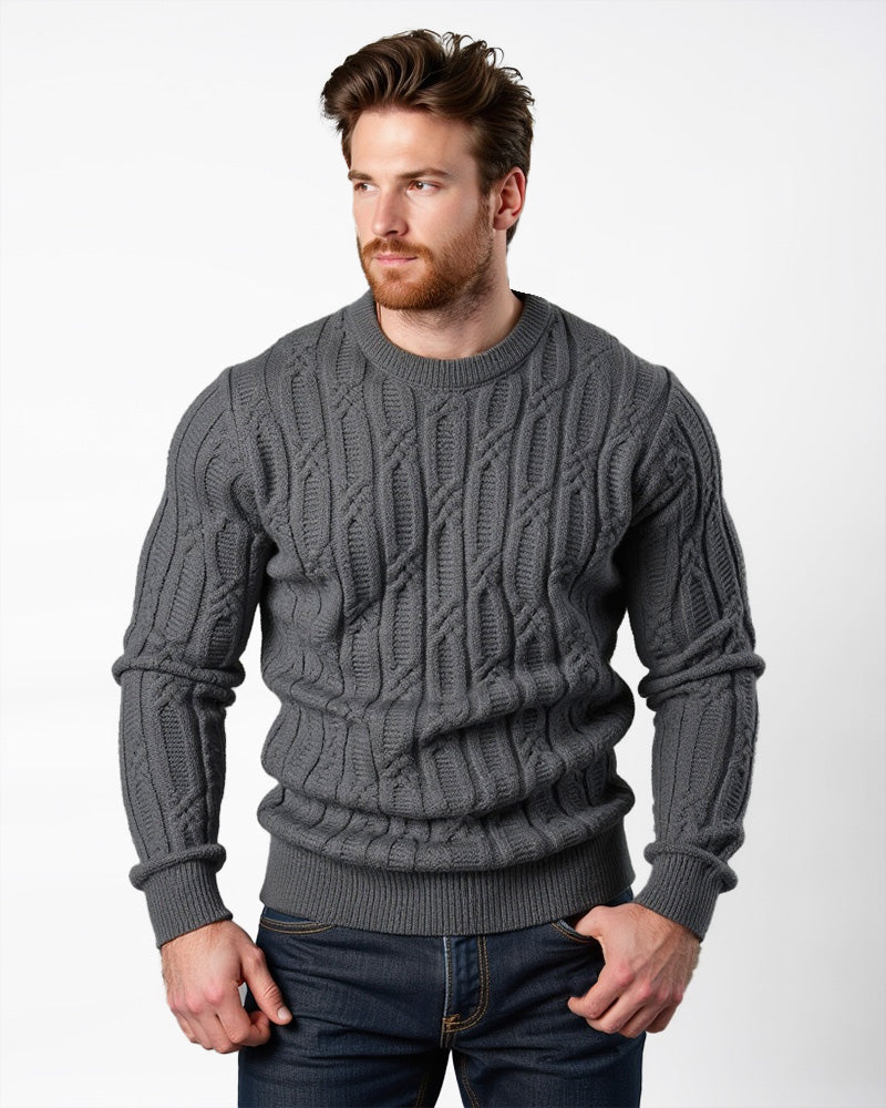 Paris | Structured Fit Cable Knit Crew Neck Sweater