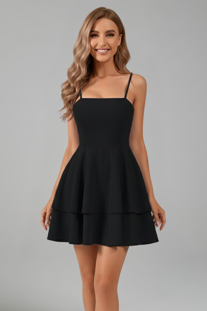 Paulina | Flared Mini Dress With Spaghetti Straps