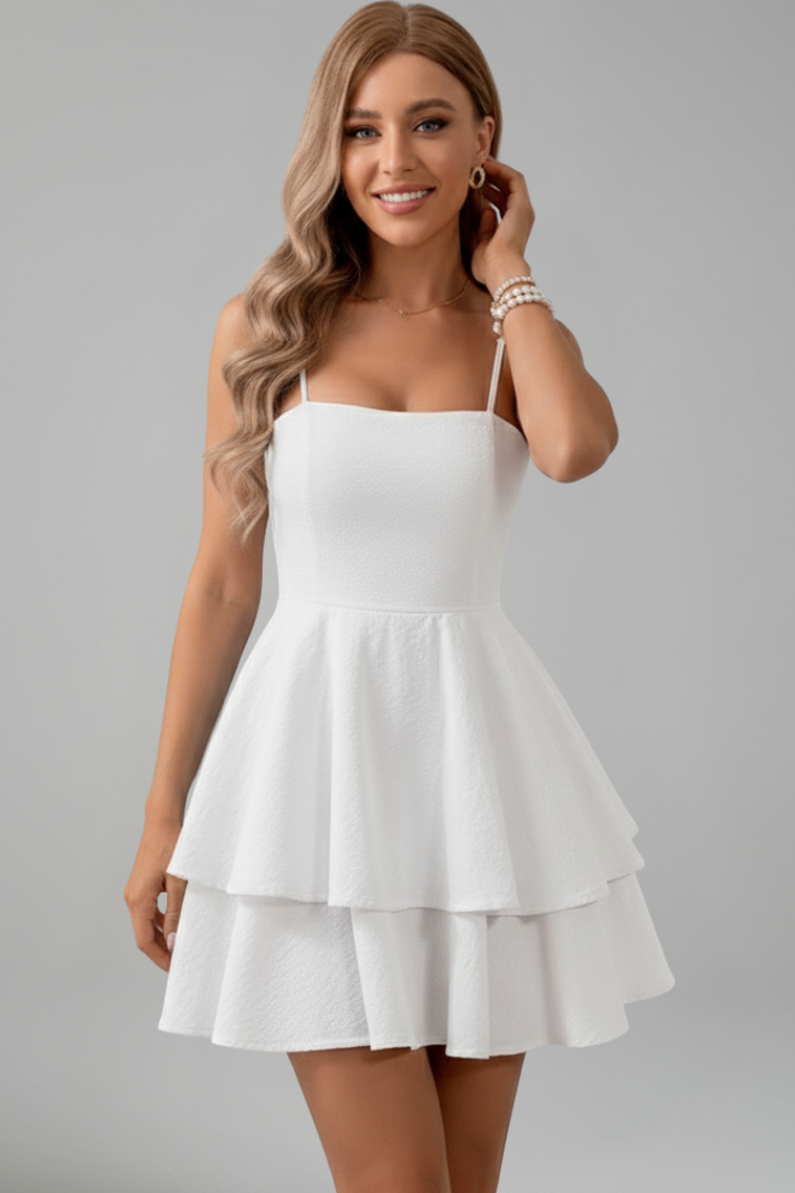 Paulina | Flared Mini Dress With Spaghetti Straps