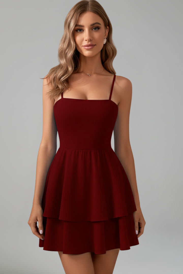 Paulina | Flared Mini Dress With Spaghetti Straps