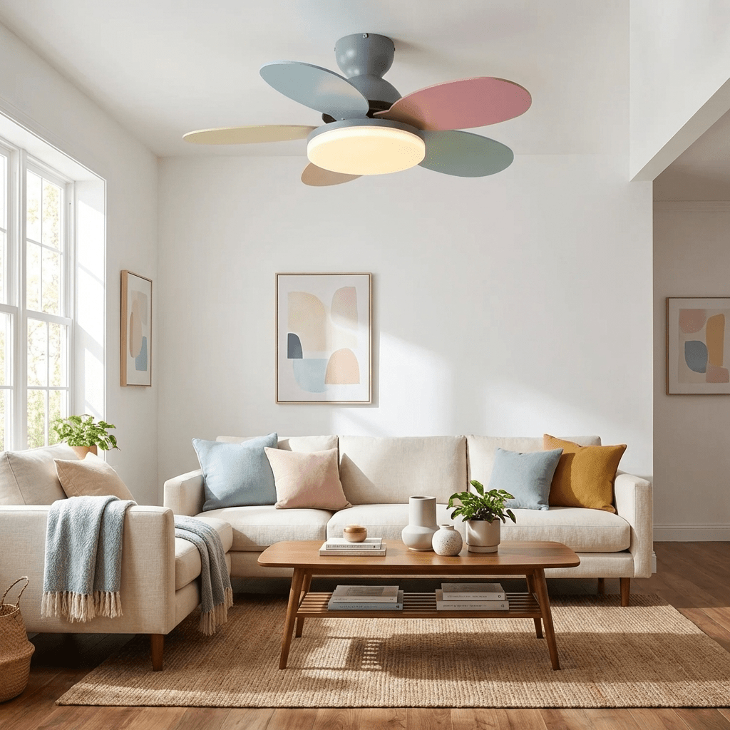 Petalo Design Ceiling Fan Light with Integrated Illumination – Ideal for Living Room or Bedroom