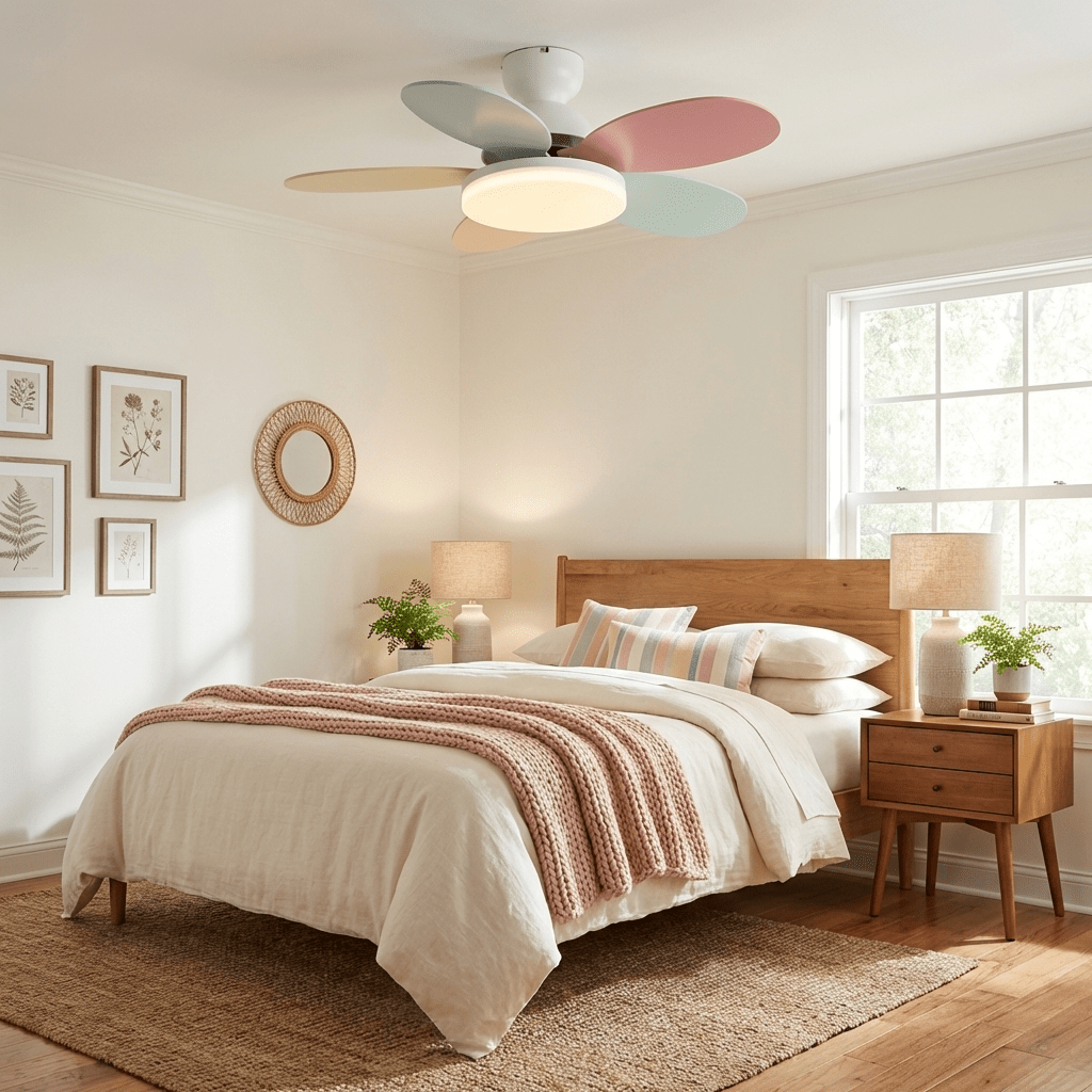 Petalo Design Ceiling Fan Light with Integrated Illumination – Ideal for Living Room or Bedroom