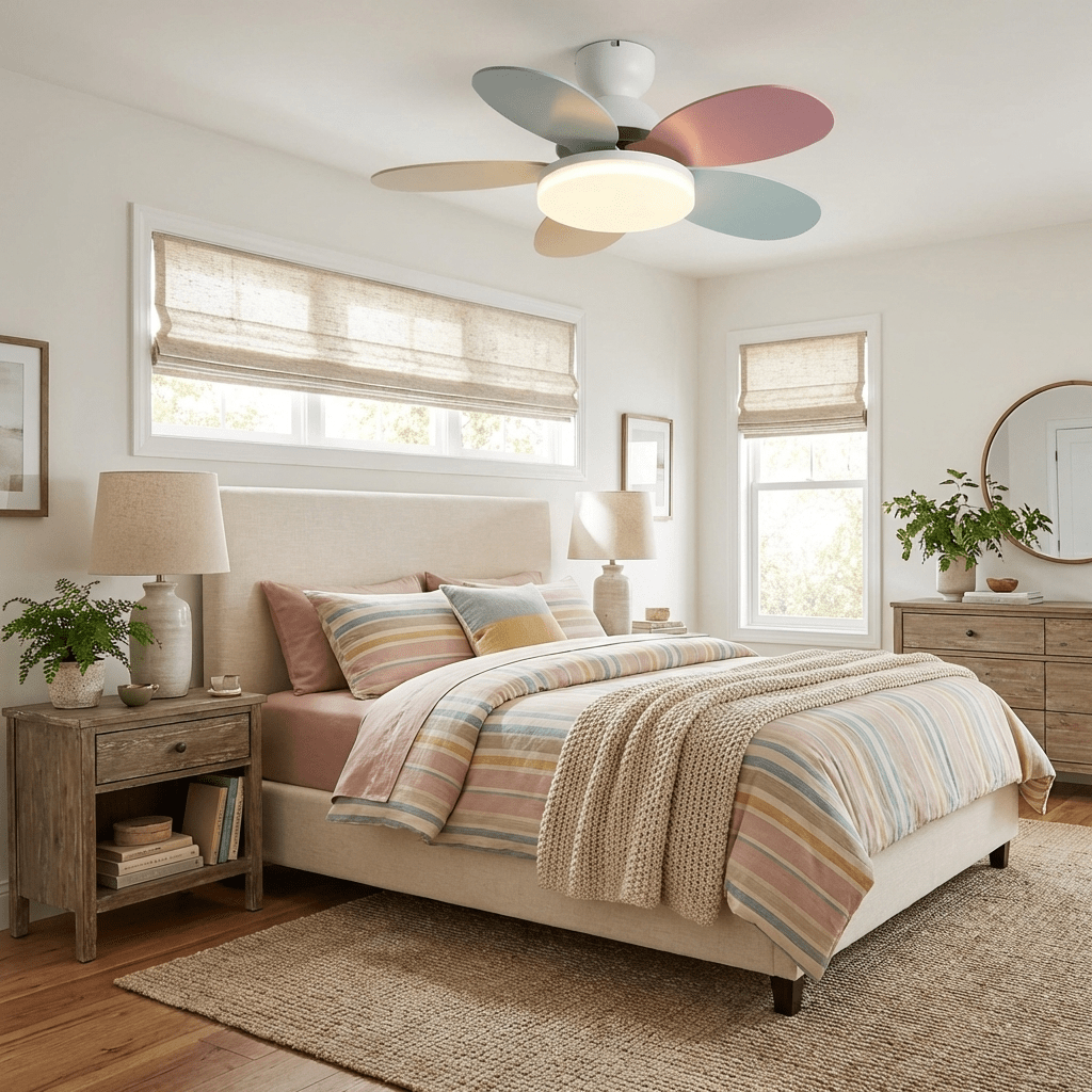Petalo Design Ceiling Fan Light with Integrated Illumination – Ideal for Living Room or Bedroom