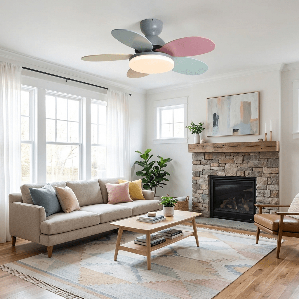 Petalo Design Ceiling Fan Light with Integrated Illumination – Ideal for Living Room or Bedroom