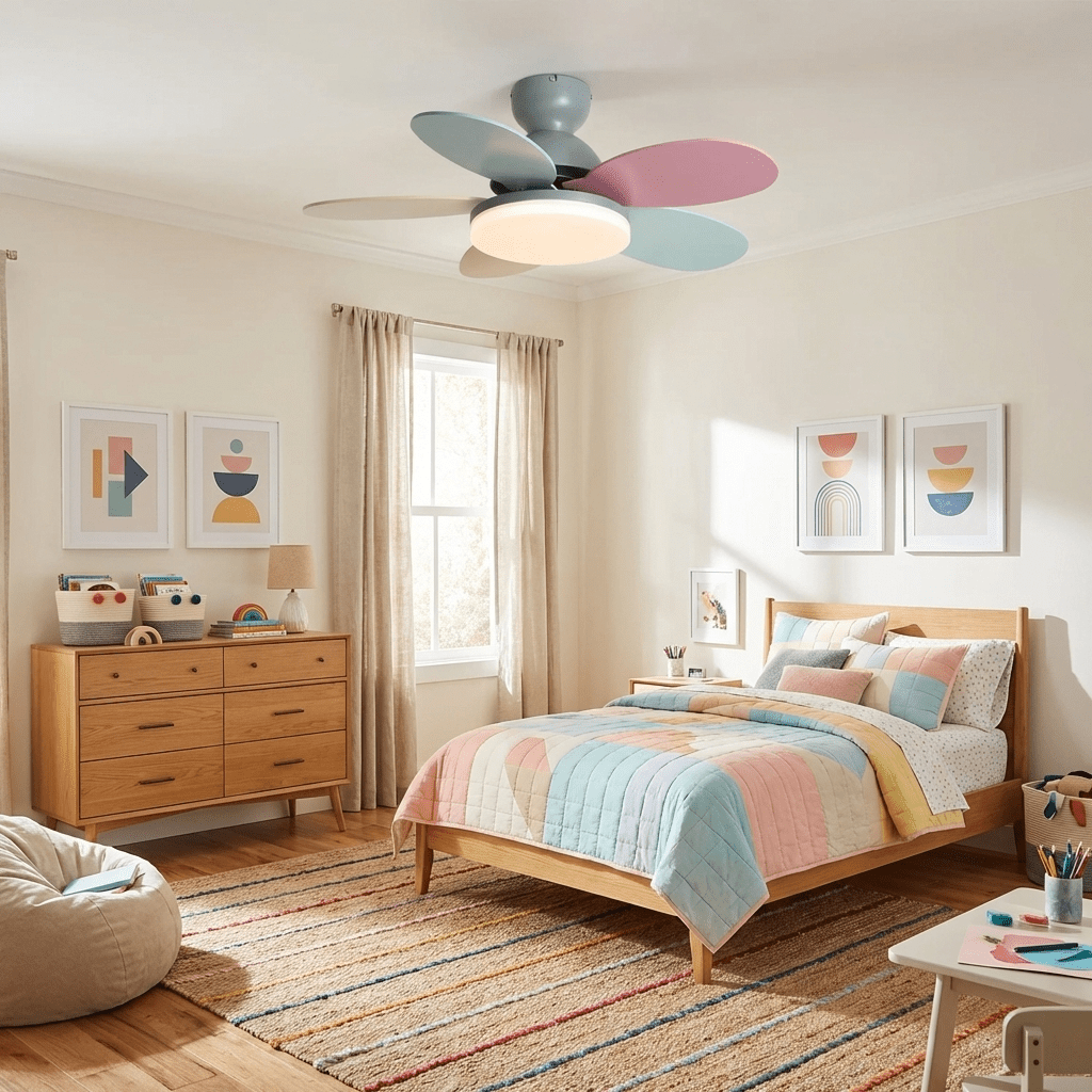 Petalo Design Ceiling Fan Light with Integrated Illumination – Ideal for Living Room or Bedroom