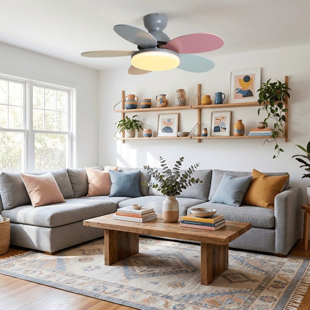 Petalo Design Ceiling Fan Light with Integrated Illumination – Ideal for Living Room or Bedroom