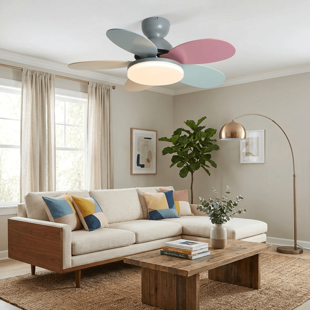 Petalo Design Ceiling Fan Light with Integrated Illumination – Ideal for Living Room or Bedroom