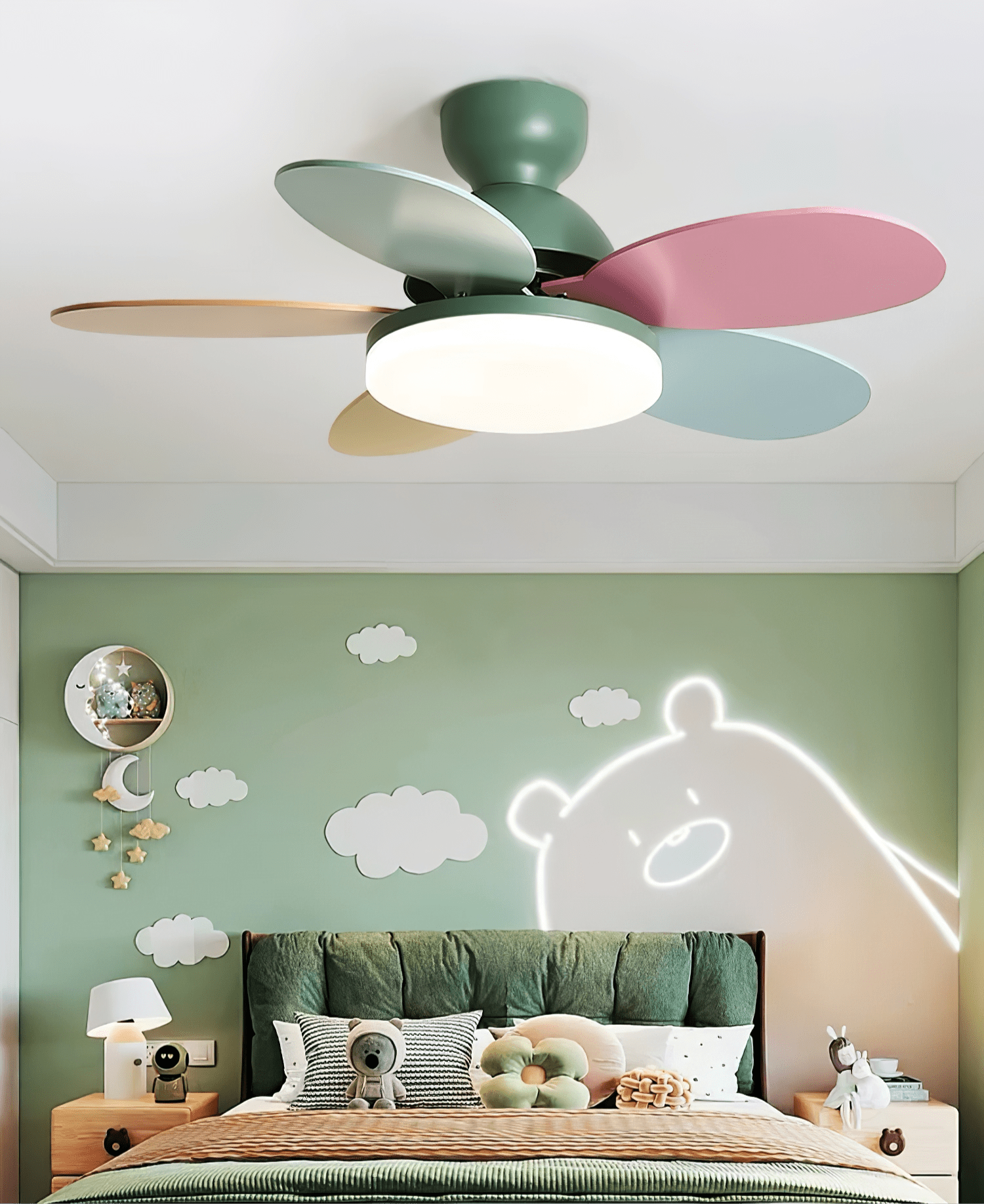 Petalo Design Ceiling Fan Light with Integrated Illumination – Ideal for Living Room or Bedroom