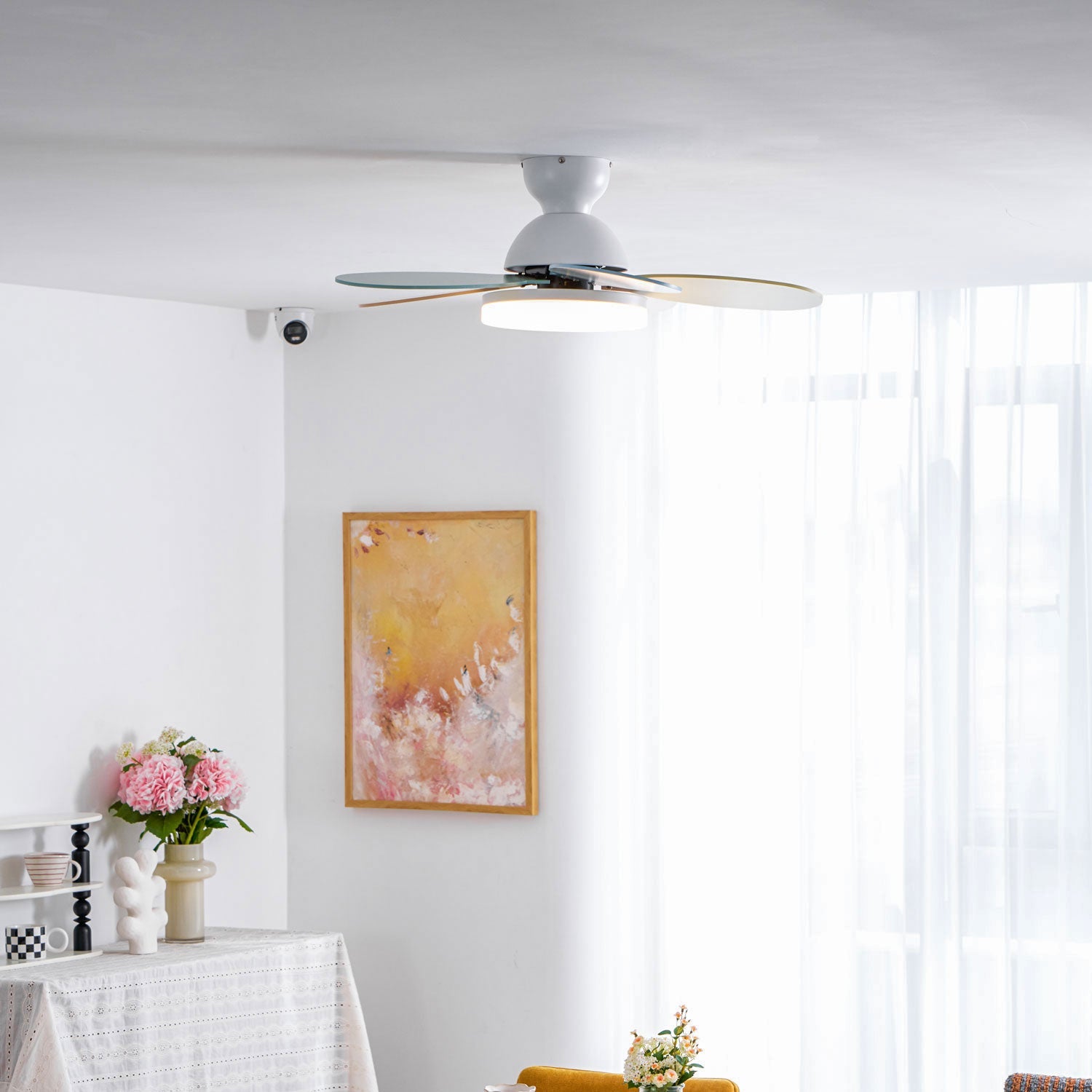 Petalo Design Ceiling Fan Light with Integrated Illumination – Ideal for Living Room or Bedroom