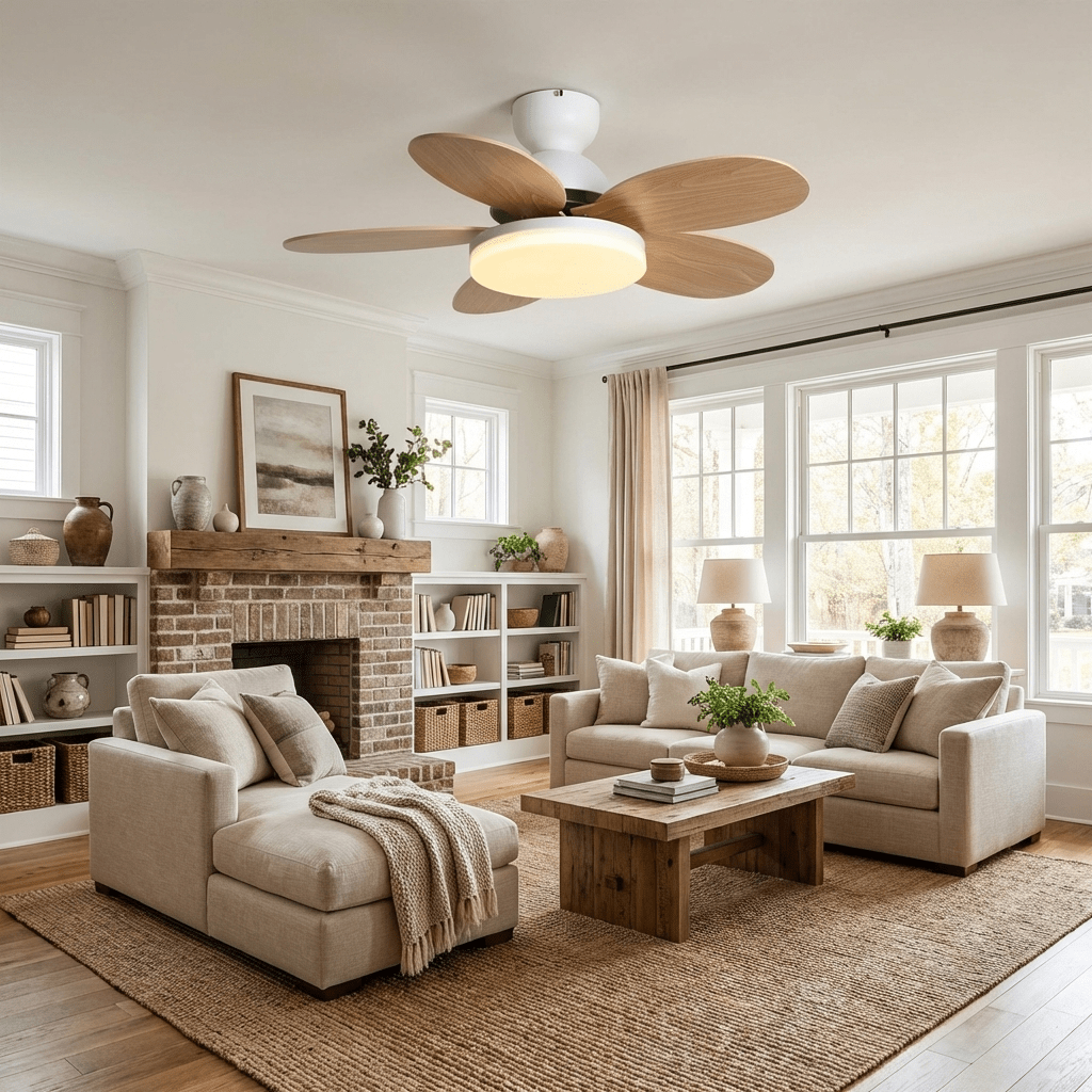 Petalo Design Ceiling Fan Light with Integrated Illumination – Ideal for Living Room or Bedroom