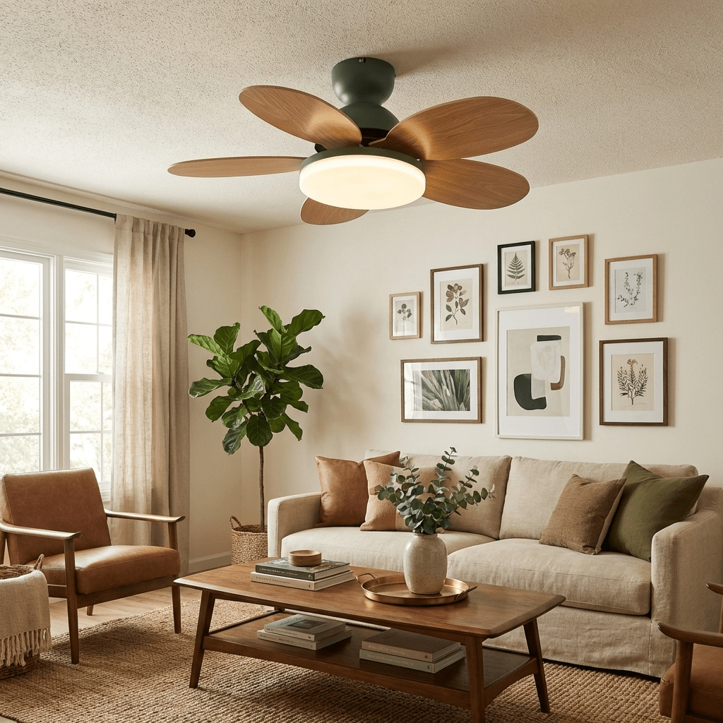 Petalo Design Ceiling Fan Light with Integrated Illumination – Ideal for Living Room or Bedroom