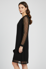 Philippa | Fitted V-Neck Dress with Sequin Sleeves