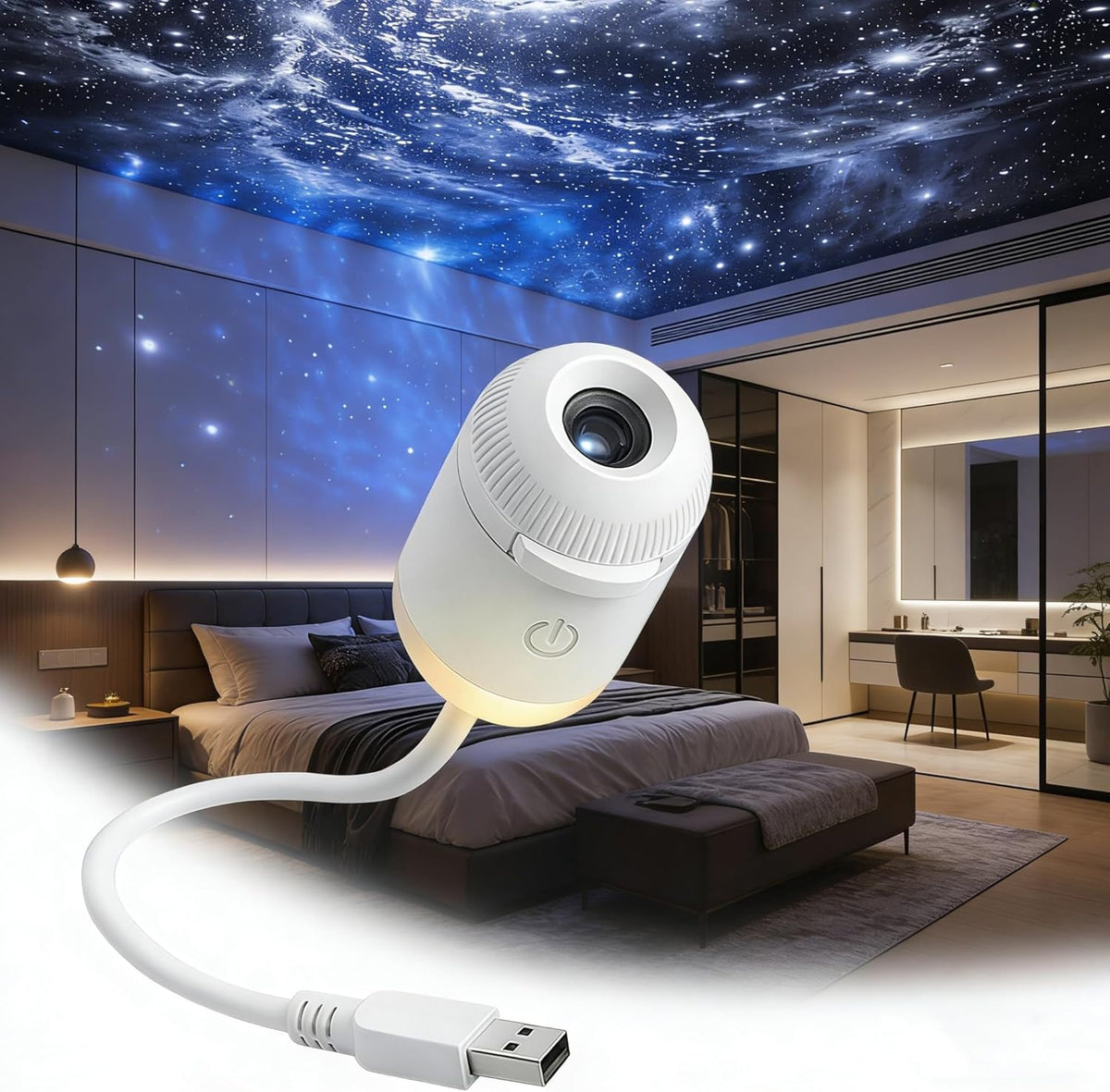 Piedmont LED Star and Nebula Projector with Adjustable Neck – Ideal for Bedroom or Relaxation Space