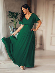 Prudence | Empire Waist Prom Dress with Flutter Sleeves