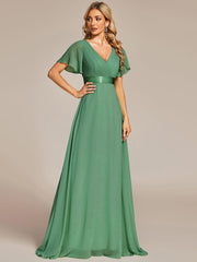 Prudence | Empire Waist Prom Dress with Flutter Sleeves