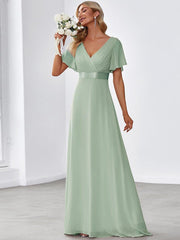 Prudence | Empire Waist Prom Dress with Flutter Sleeves