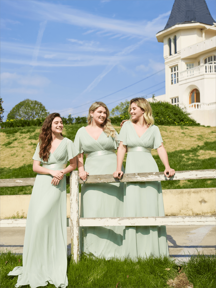 Prudence | Empire Waist Prom Dress with Flutter Sleeves