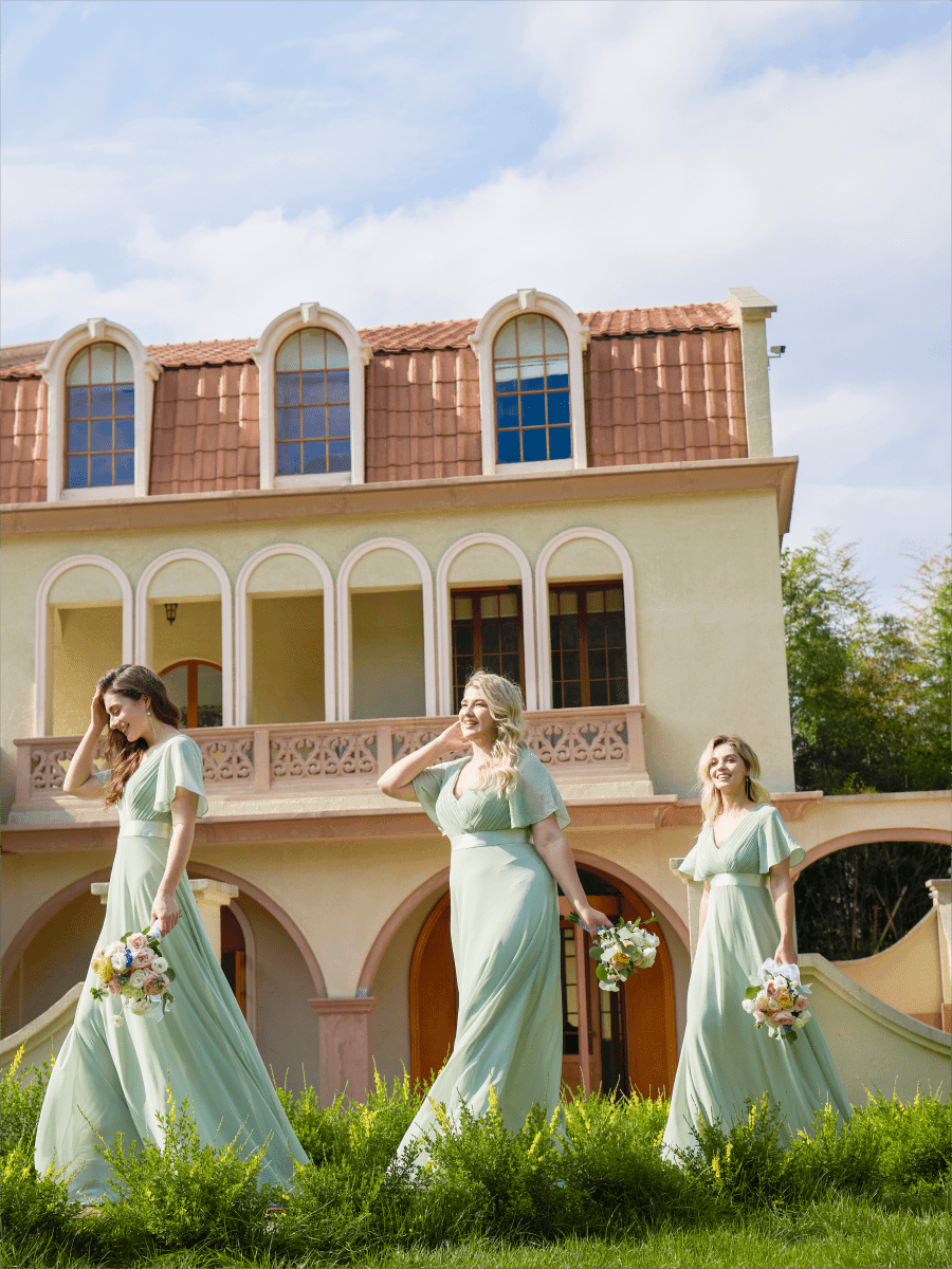 Prudence | Empire Waist Prom Dress with Flutter Sleeves