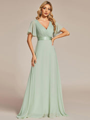 Prudence | Empire Waist Prom Dress with Flutter Sleeves