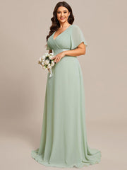 Prudence | Empire Waist Prom Dress with Flutter Sleeves