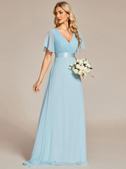 Prudence | Empire Waist Prom Dress with Flutter Sleeves
