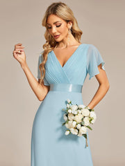 Prudence | Empire Waist Prom Dress with Flutter Sleeves