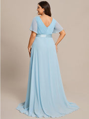 Prudence | Empire Waist Prom Dress with Flutter Sleeves