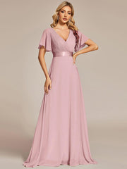 Prudence | Empire Waist Prom Dress with Flutter Sleeves