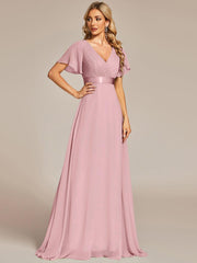 Prudence | Empire Waist Prom Dress with Flutter Sleeves