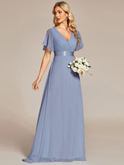 Prudence | Empire Waist Prom Dress with Flutter Sleeves