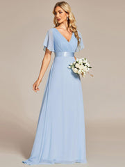 Prudence | Empire Waist Prom Dress with Flutter Sleeves
