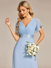 Prudence | Empire Waist Prom Dress with Flutter Sleeves