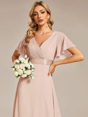 Prudence | Empire Waist Prom Dress with Flutter Sleeves
