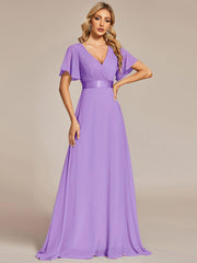 Prudence | Empire Waist Prom Dress with Flutter Sleeves
