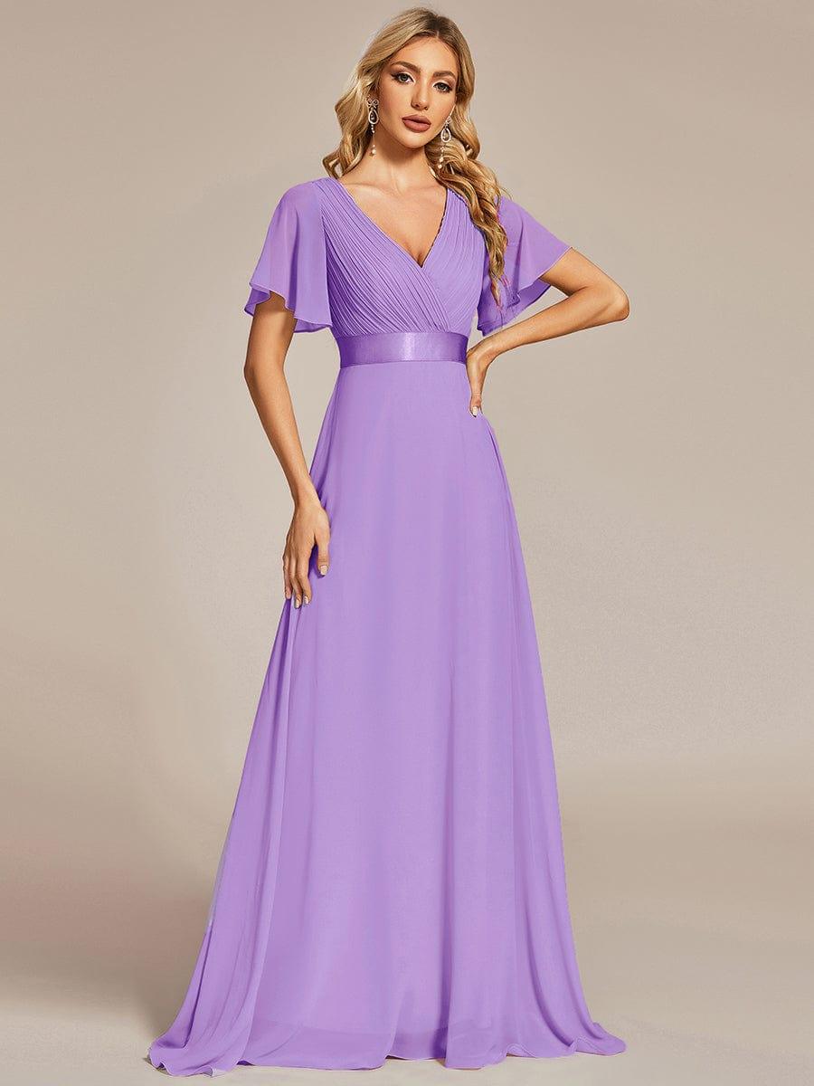 Prudence | Empire Waist Prom Dress with Flutter Sleeves