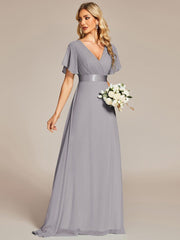 Prudence | Empire Waist Prom Dress with Flutter Sleeves