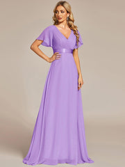 Prudence | Empire Waist Prom Dress with Flutter Sleeves