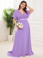 Prudence | Empire Waist Prom Dress with Flutter Sleeves