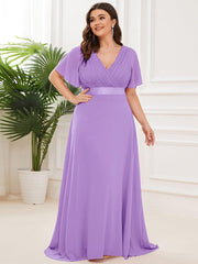 Prudence | Empire Waist Prom Dress with Flutter Sleeves