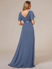 Prudence | Empire Waist Prom Dress with Flutter Sleeves