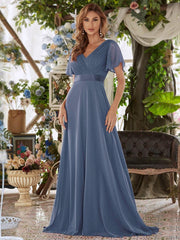 Prudence | Empire Waist Prom Dress with Flutter Sleeves