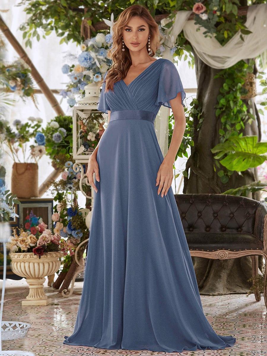 Prudence | Empire Waist Prom Dress with Flutter Sleeves