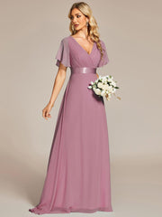 Prudence | Empire Waist Prom Dress with Flutter Sleeves