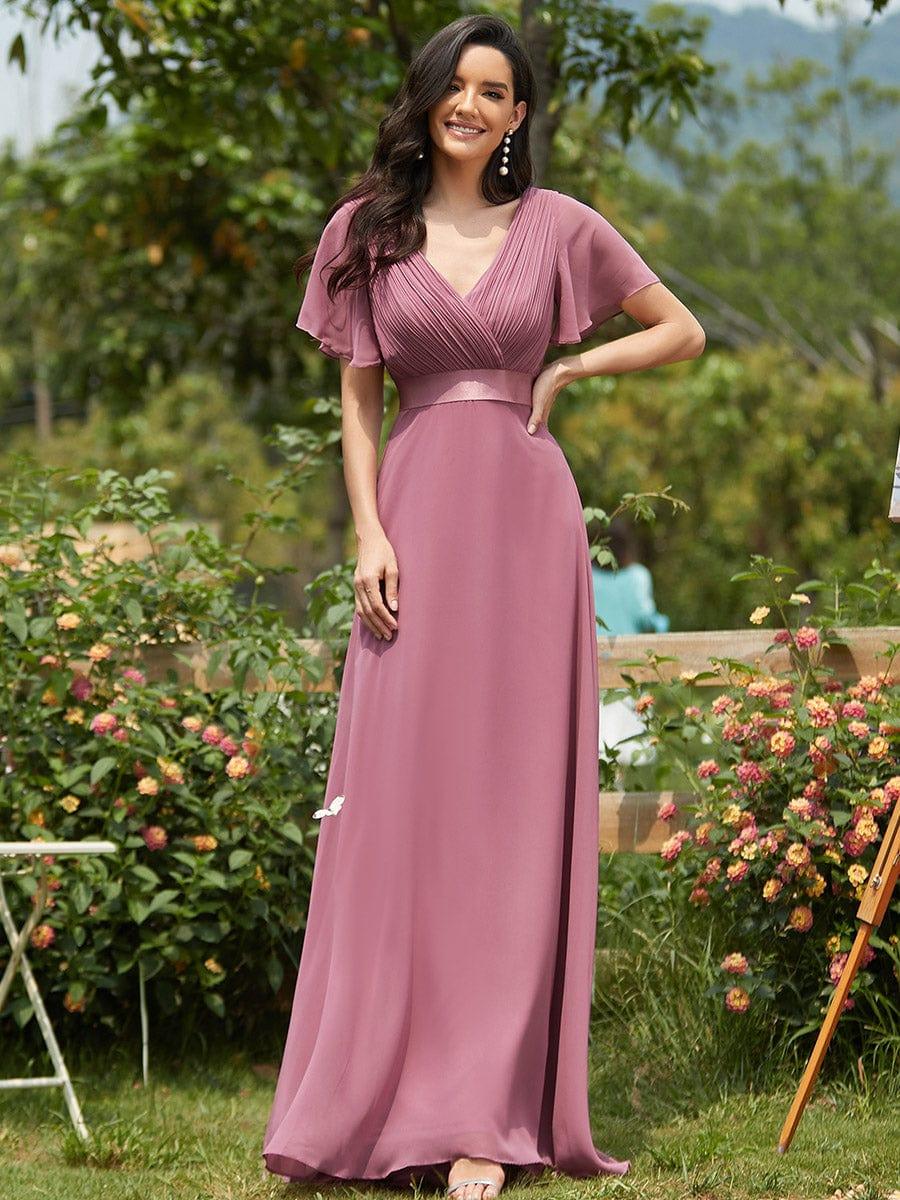 Prudence | Empire Waist Prom Dress with Flutter Sleeves