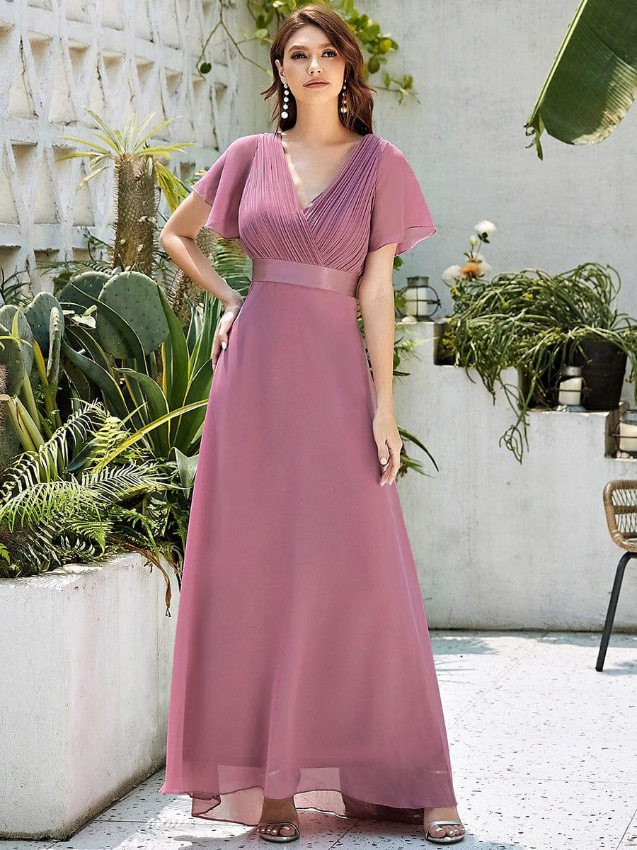 Prudence | Empire Waist Prom Dress with Flutter Sleeves