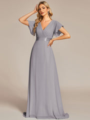 Prudence | Empire Waist Prom Dress with Flutter Sleeves